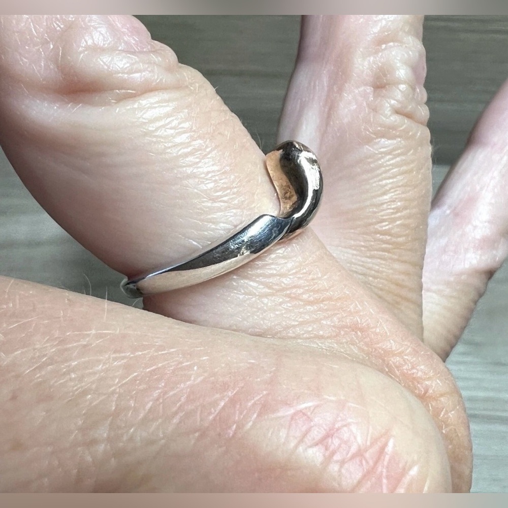 Designer Signed S & G Sterling Silver & 14k Yellow Gold Band Ring, Size 9 - Picture 9 of 10